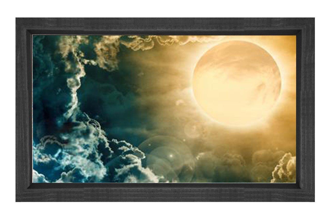 Ay Işığı Ve Gökyüzü Tablosu Siyah Ahşap Çerçeve - 100x200