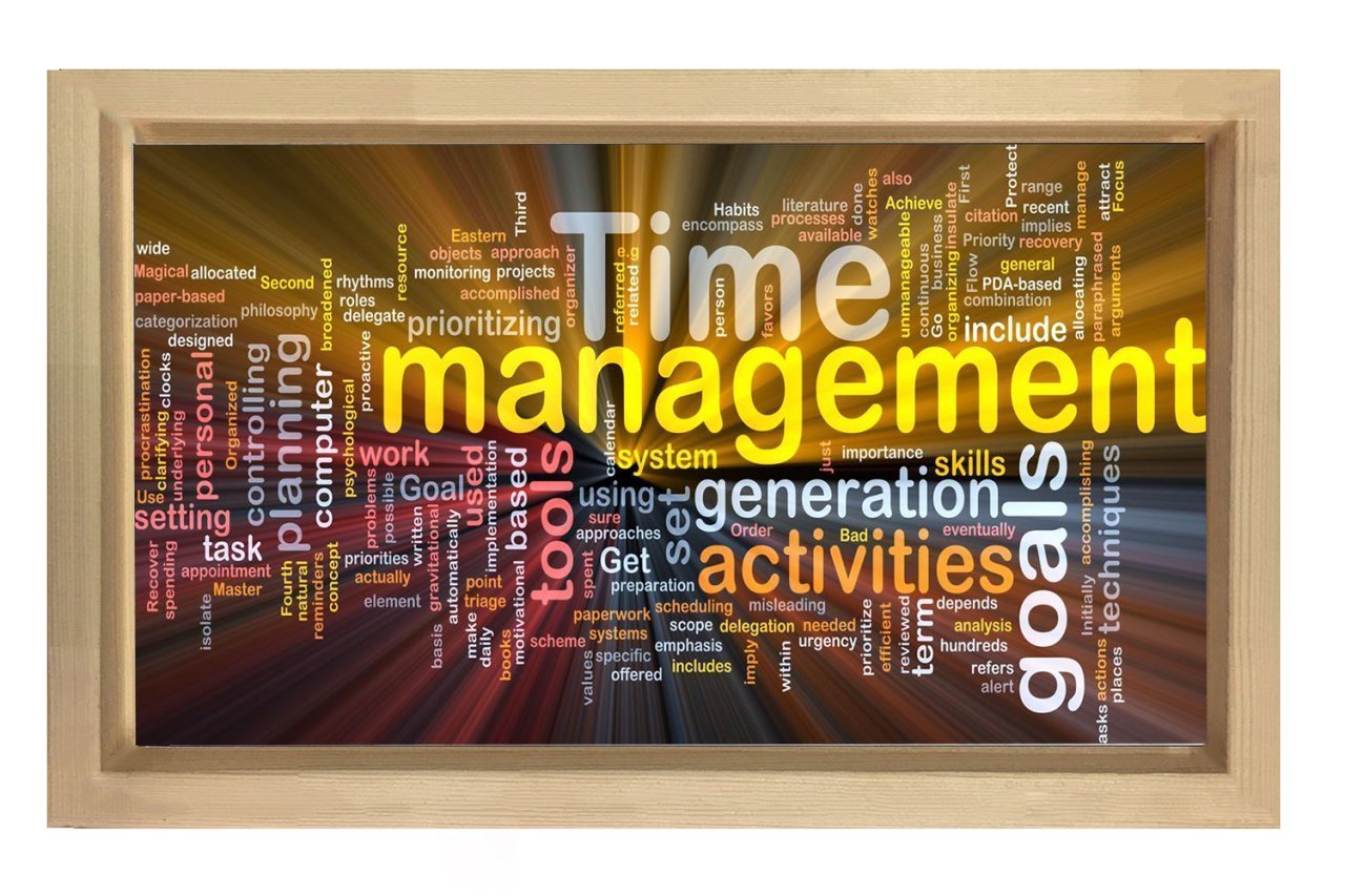 Time Management =Zaman Yönetimi Tablosu Naturel Ahşap Çerçeve - 45x30
