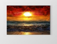 Güneşin Batımı Ve Deniz Tablosu Çerçevesiz - 45x30