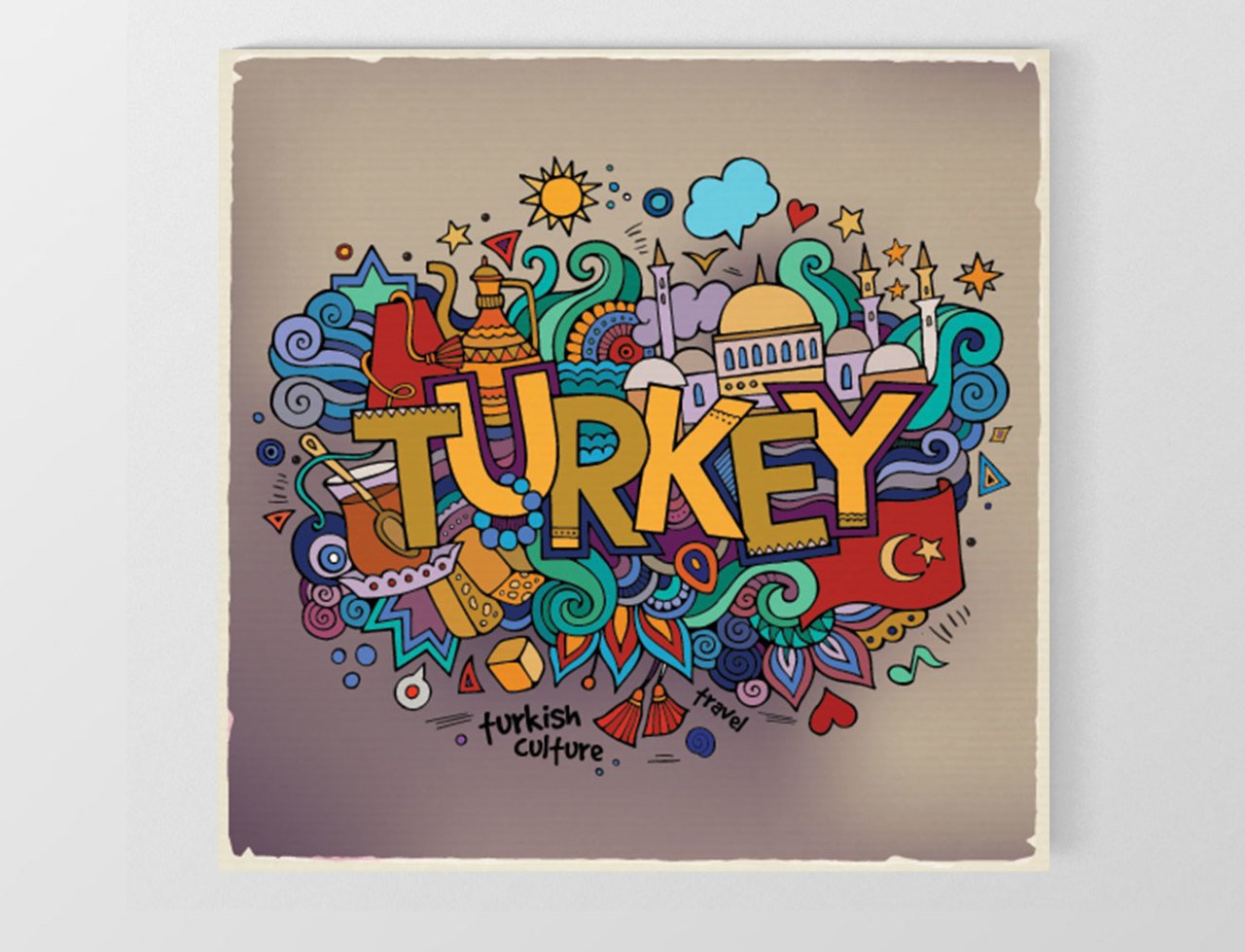 Türkiye  Tablosu Çerçevesiz - 50x50