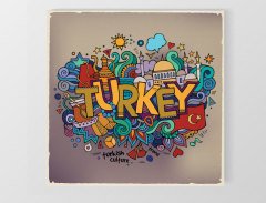 Türkiye  Tablosu Çerçevesiz - 50x50