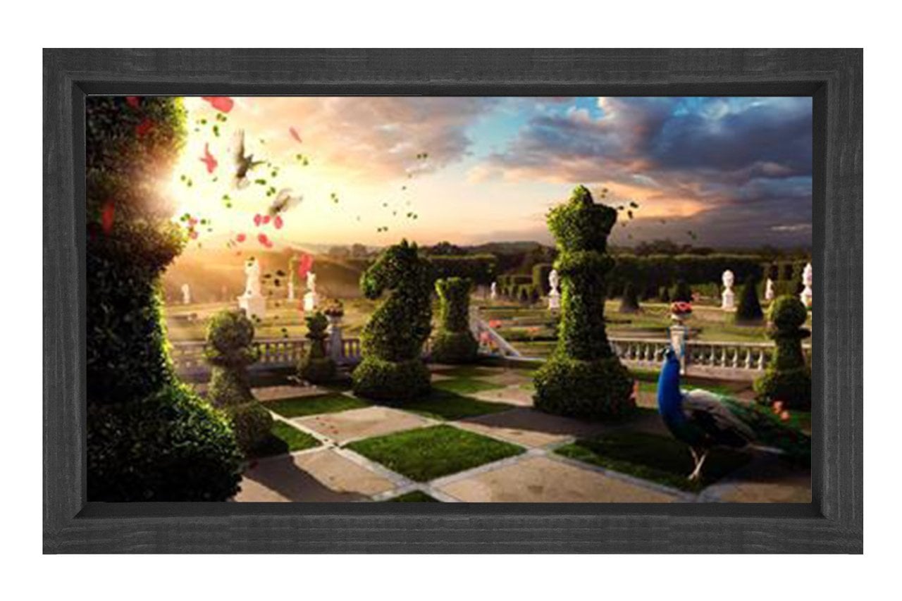 Satranç Bahçesi Tablosu Siyah Ahşap Çerçeve - 40x60