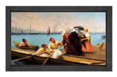 Kayıkçıkar Tablosu Siyah Ahşap Çerçeve - 50x90