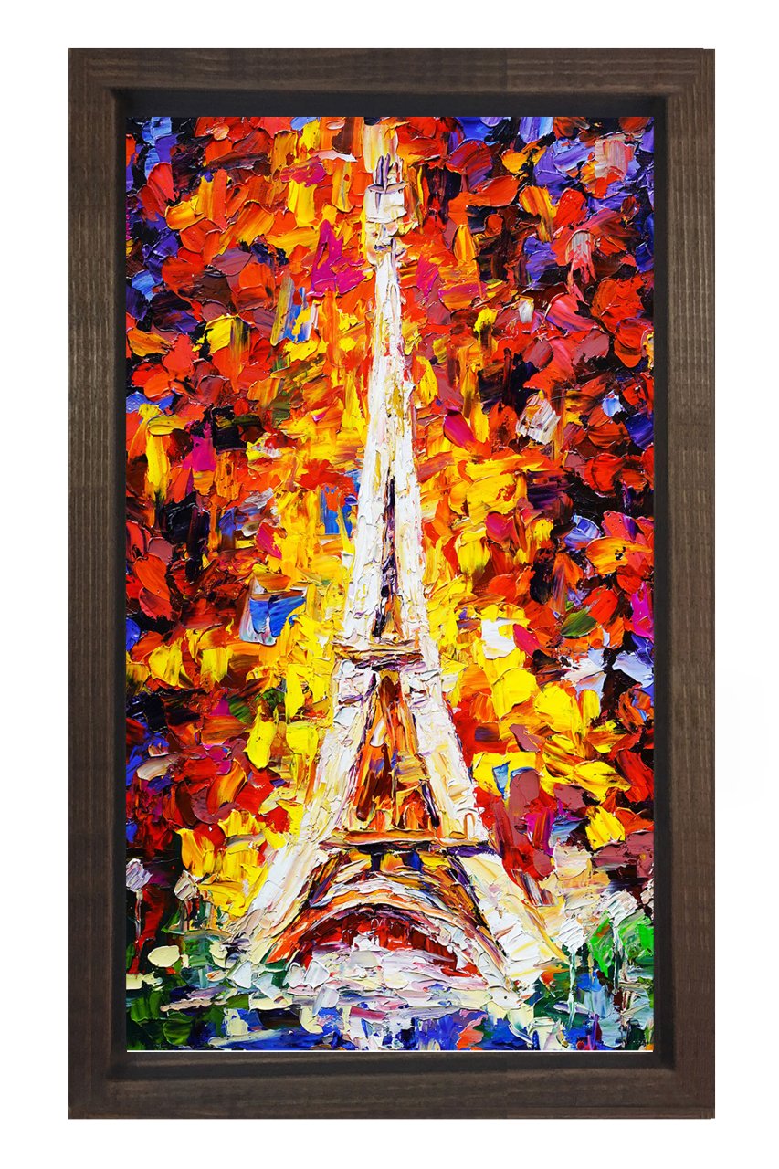 Eiffel Kulesi Paris Tablosu Kahverengi Ahşap - 50x70