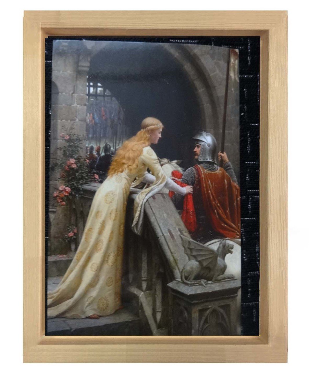 Şovalye ve Prenses tablosu Naturel Ahşap Çerçeve - 50x90