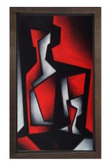 Soyut Reprodüksiyon Tablosu Kahverengi Ahşap - 50x90