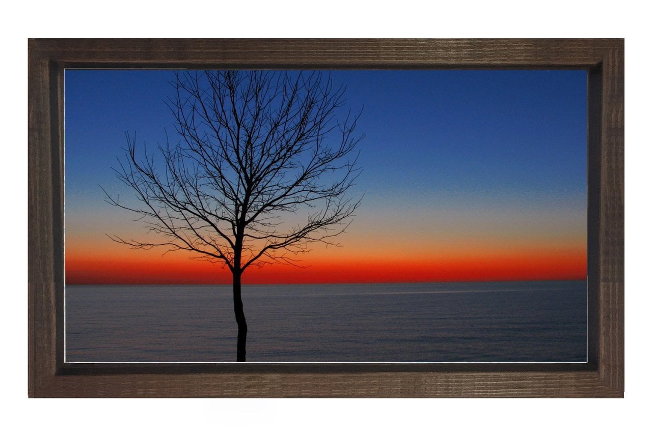 Şafak Çizgisi Ve Manzara Tablosu Kahverengi Ahşap Çerçeve - 45x30