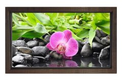 Pembe Menekşe Çiçek Tablosu Kahverengi Ahşap - 40x60