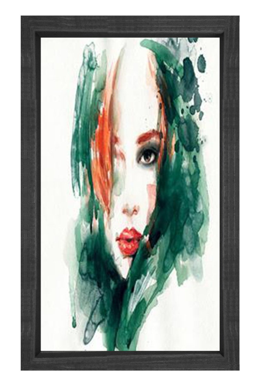 Kadın Yüzü Tablosu Siyah Ahşap Çerçeve - 50x70
