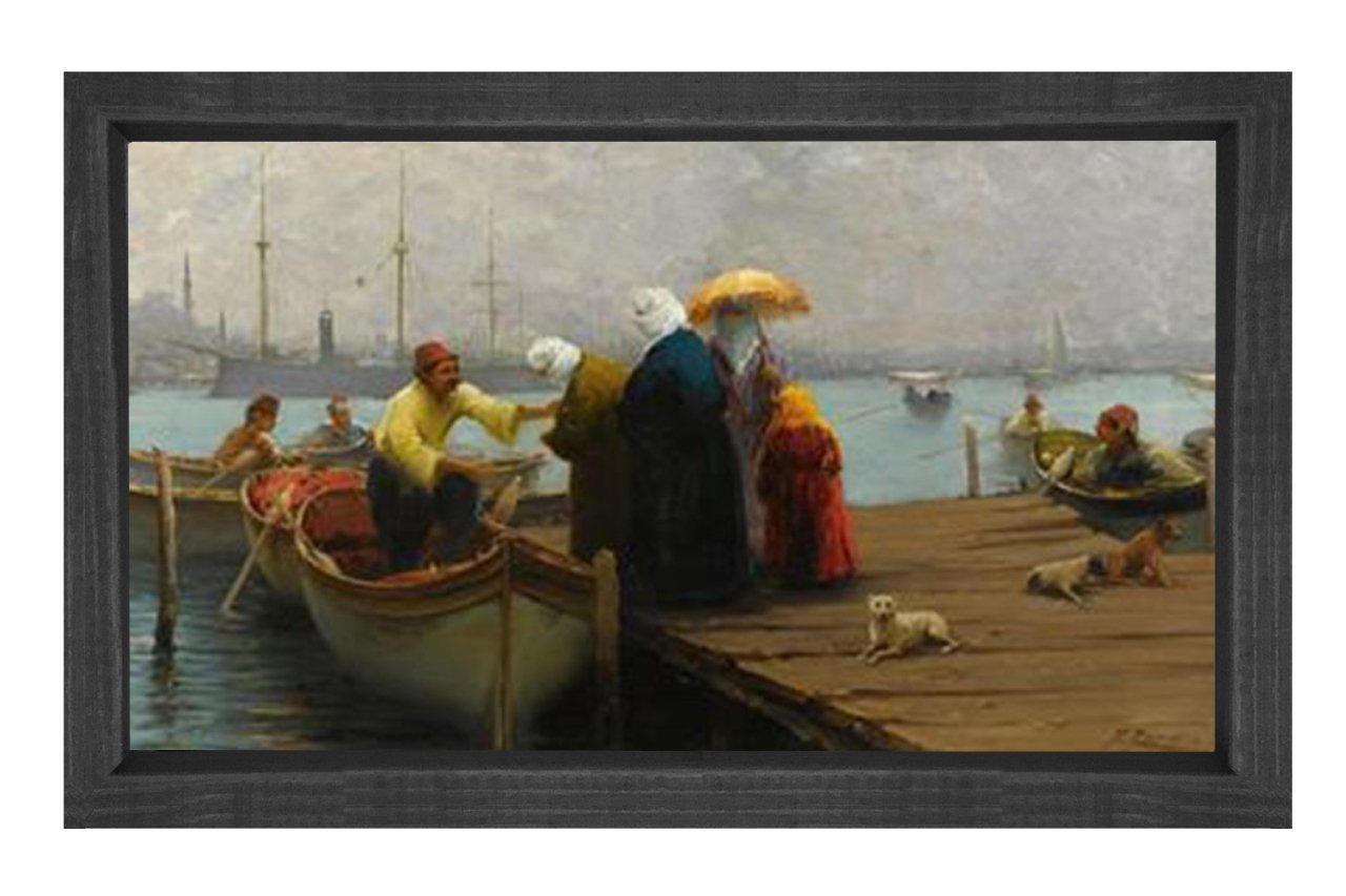 Kayıkçıkar Tablosu Siyah Ahşap Çerçeve - 70x100