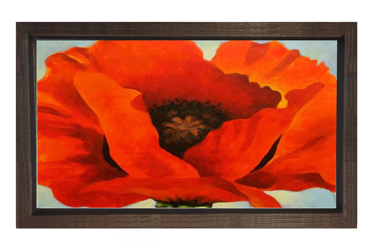 Gelincik Çiçek Tablosu Kahverengi Ahşap Çerçeve - 100x150