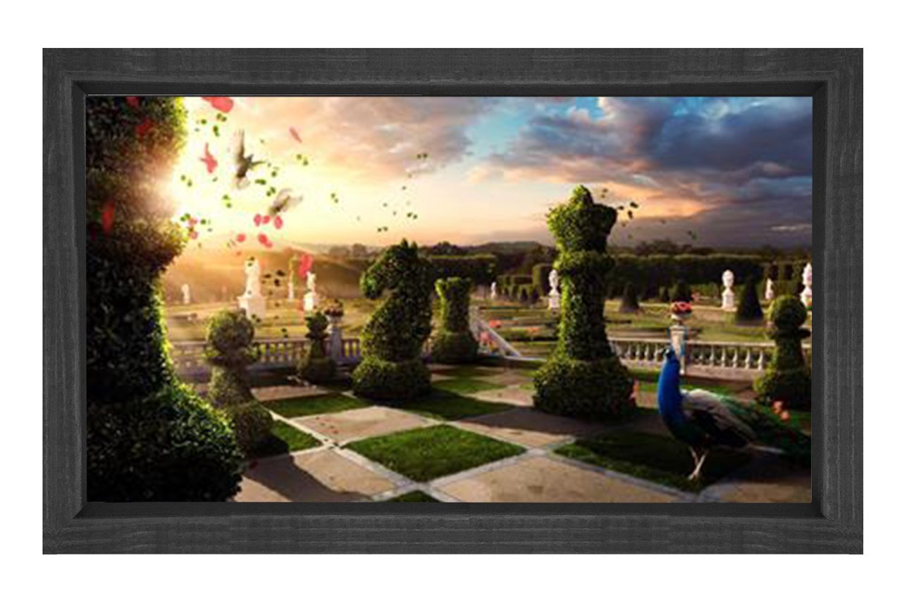 Satranç Bahçesi Tablosu Siyah Ahşap Çerçeve - 50x90