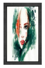 Kadın Yüzü Tablosu Siyah Ahşap Çerçeve - 50x90