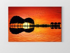 İlginç Gitar Manzara Tablosu Çerçevesiz - 100x150