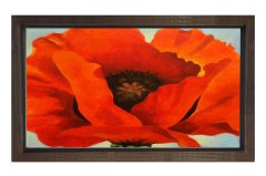Gelincik Çiçek Tablosu Kahverengi Ahşap Çerçeve - 100x200