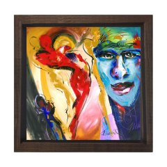 Soyut Tablo Tablosu Kahverengi Ahşap Çerçeve - 80x80