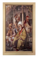 Osmanlı Kahvehanesi Tablosu Naturel Ahşap - 70x100