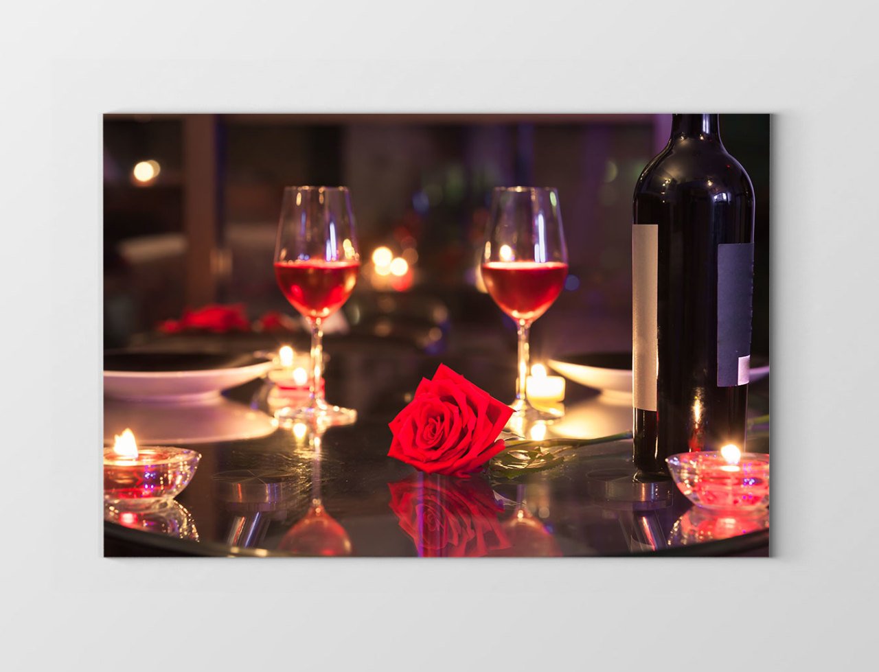 Romantik Masa Ve Şarap Kadehleri Tablosu Çerçevesiz - 50x70