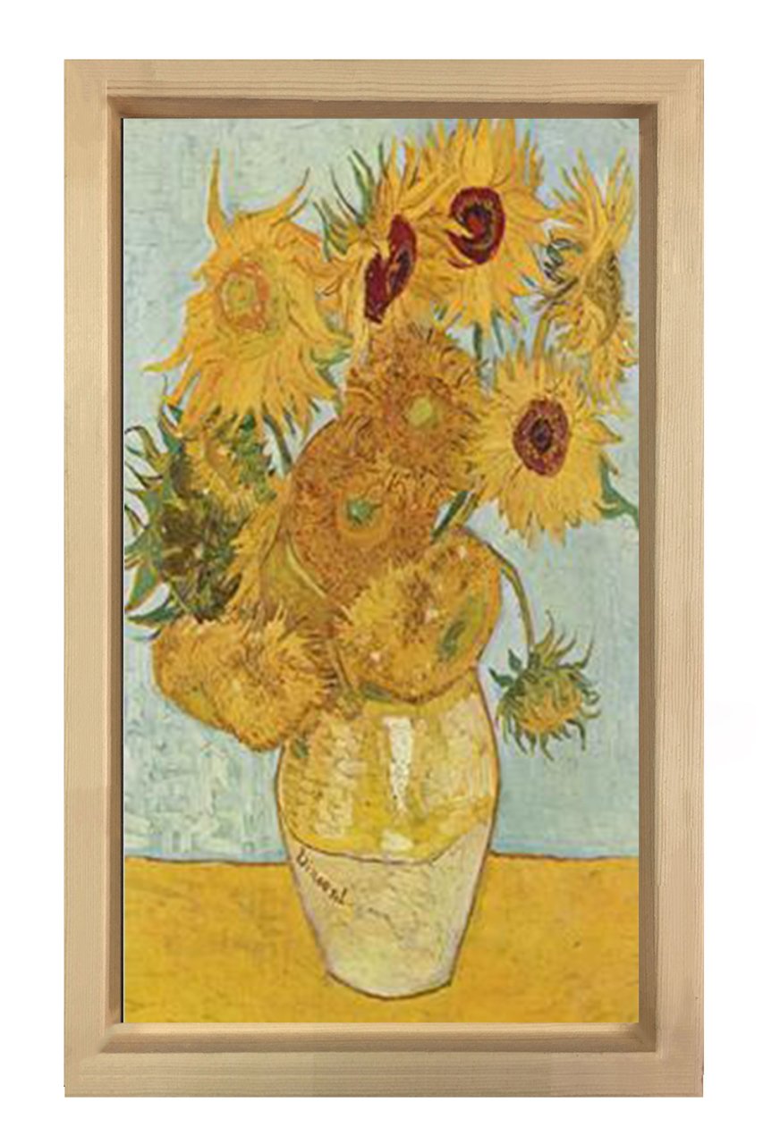 Ayçiçekleri Tablosu Naturel Ahşap Çerçeve - 50x90