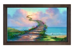 Çiçek Yolu Merdiveni Tablosu Kahverengi Ahşap Çerçeve - 40x60