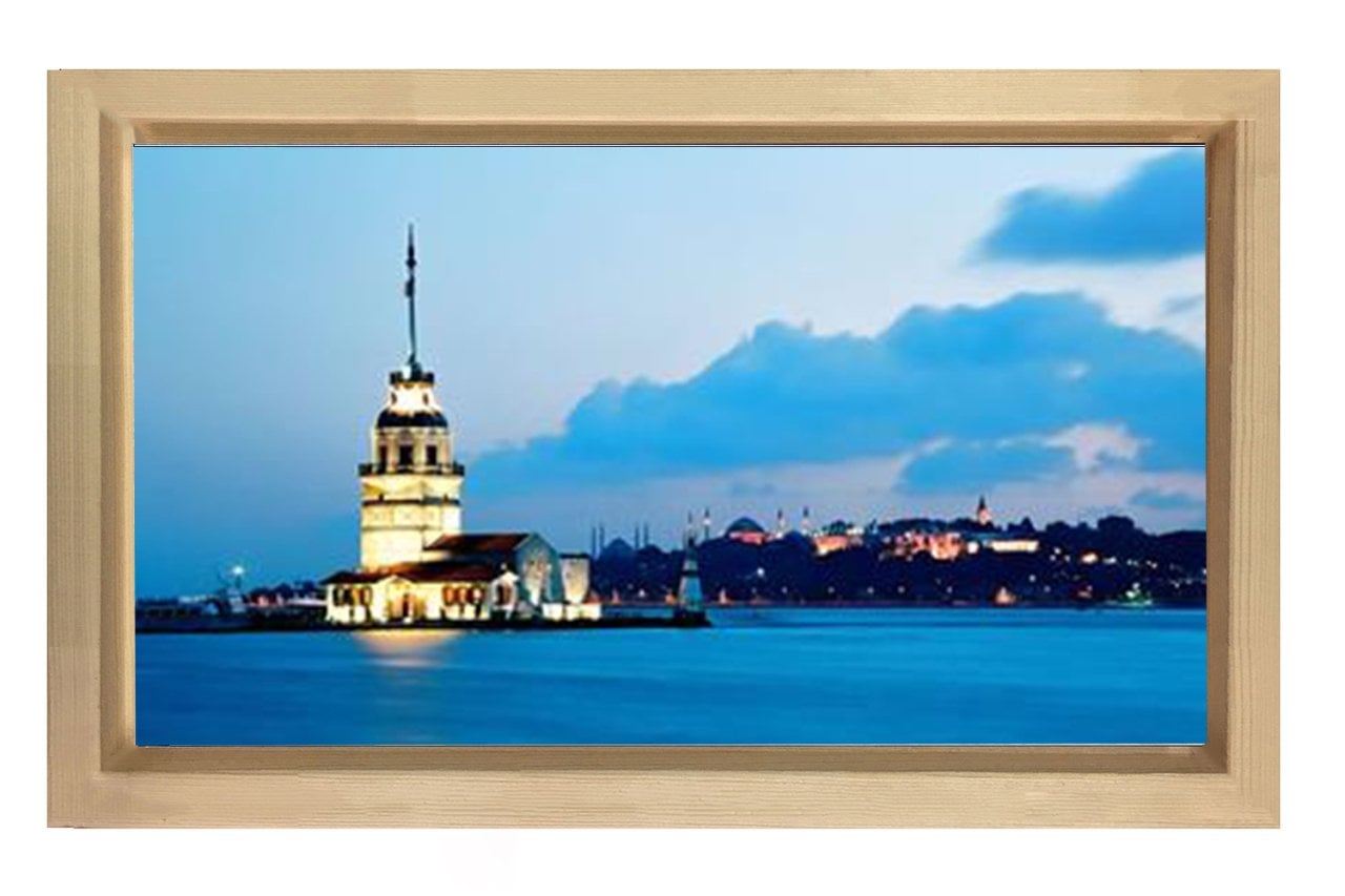 Kız Kulesi Tablosu Naturel Ahşap Çerçeve - 50x90