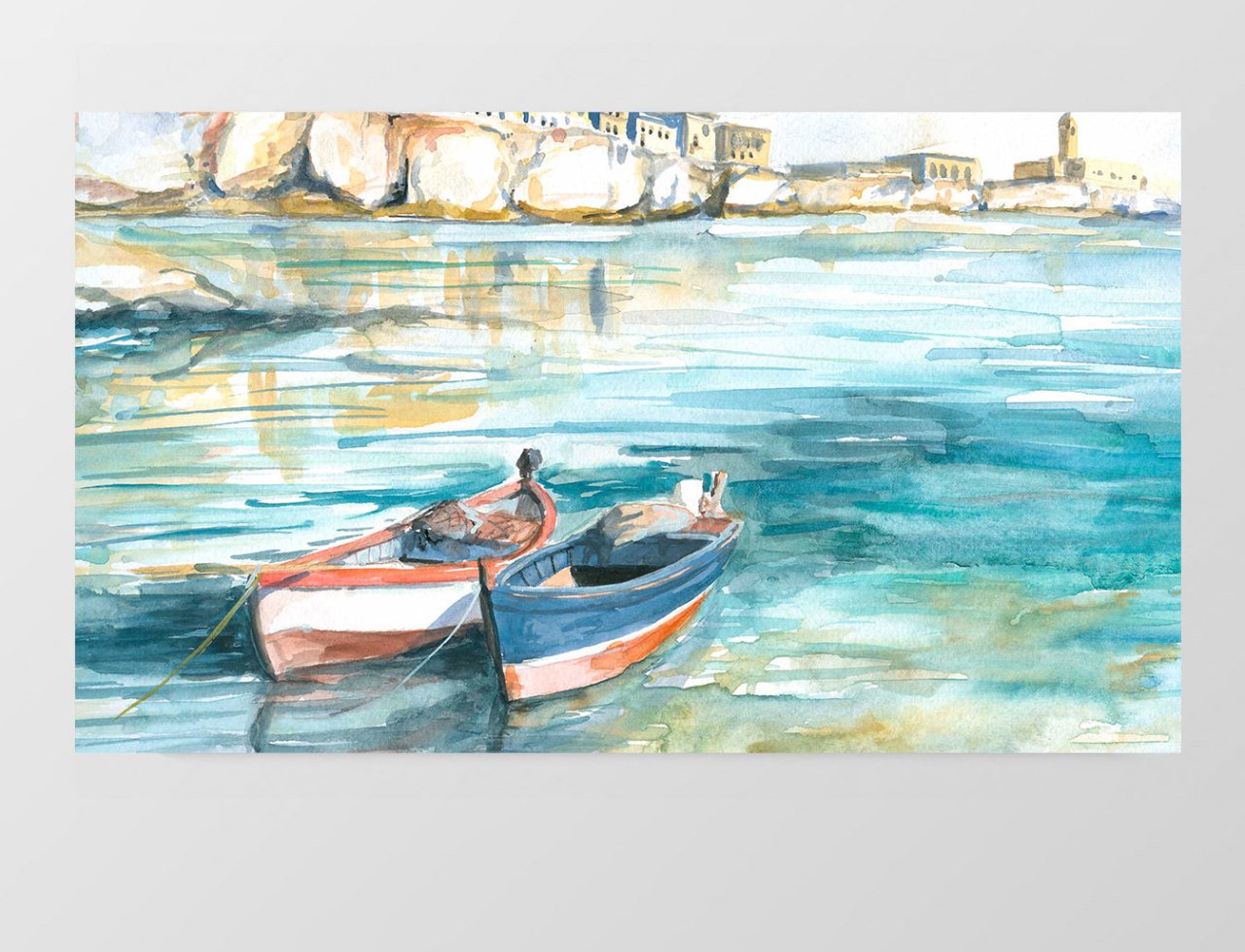 Kayıklar Ve Deniz Reprçdiksiyon Tablosu Çerçevesiz - 100x150