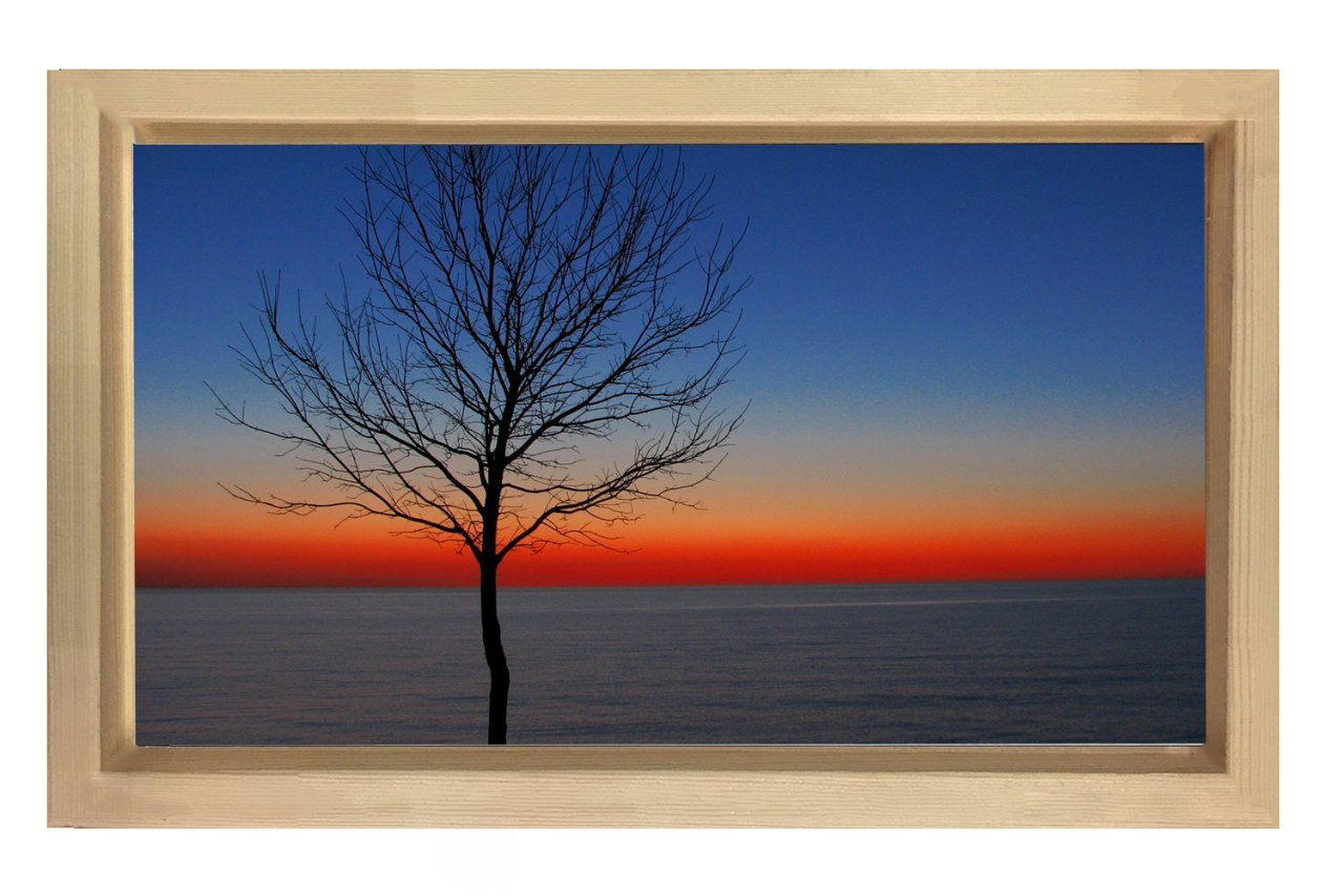 Şafak Çizgisi Ve Manzara Tablosu Naturel Ahşap Çerçeve - 40x60