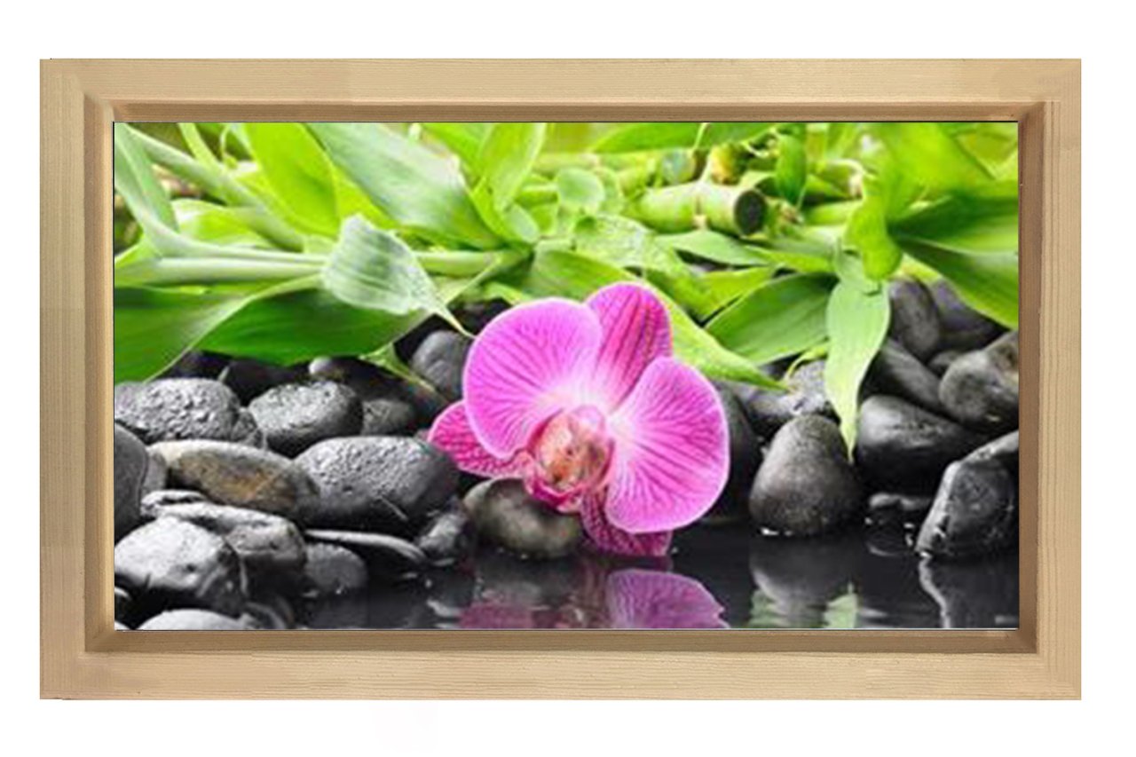 Pembe Menekşe Çiçek Tablosu Naturel Ahşap - 100x200