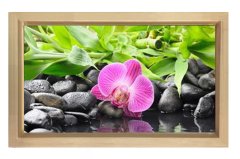Pembe Menekşe Çiçek Tablosu Naturel Ahşap - 100x200