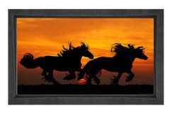 Gün Batımı Atları Tablosu Siyah Ahşap - 100x150