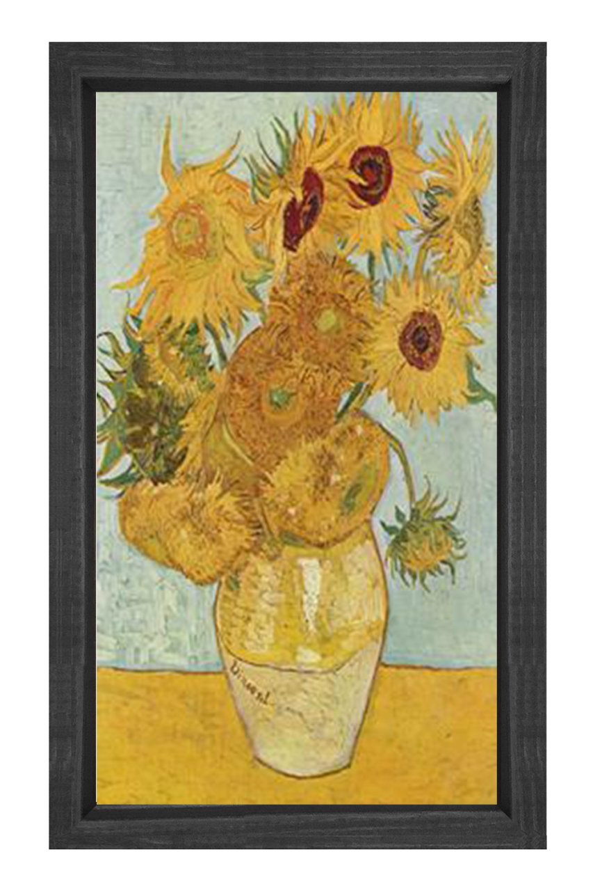 Ayçiçekleri Tablosu Siyah Ahşap Çerçeve - 100x200
