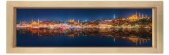 İstanbul  Gece Tablosu Naturel Ahşap Çerçeve - 90x30