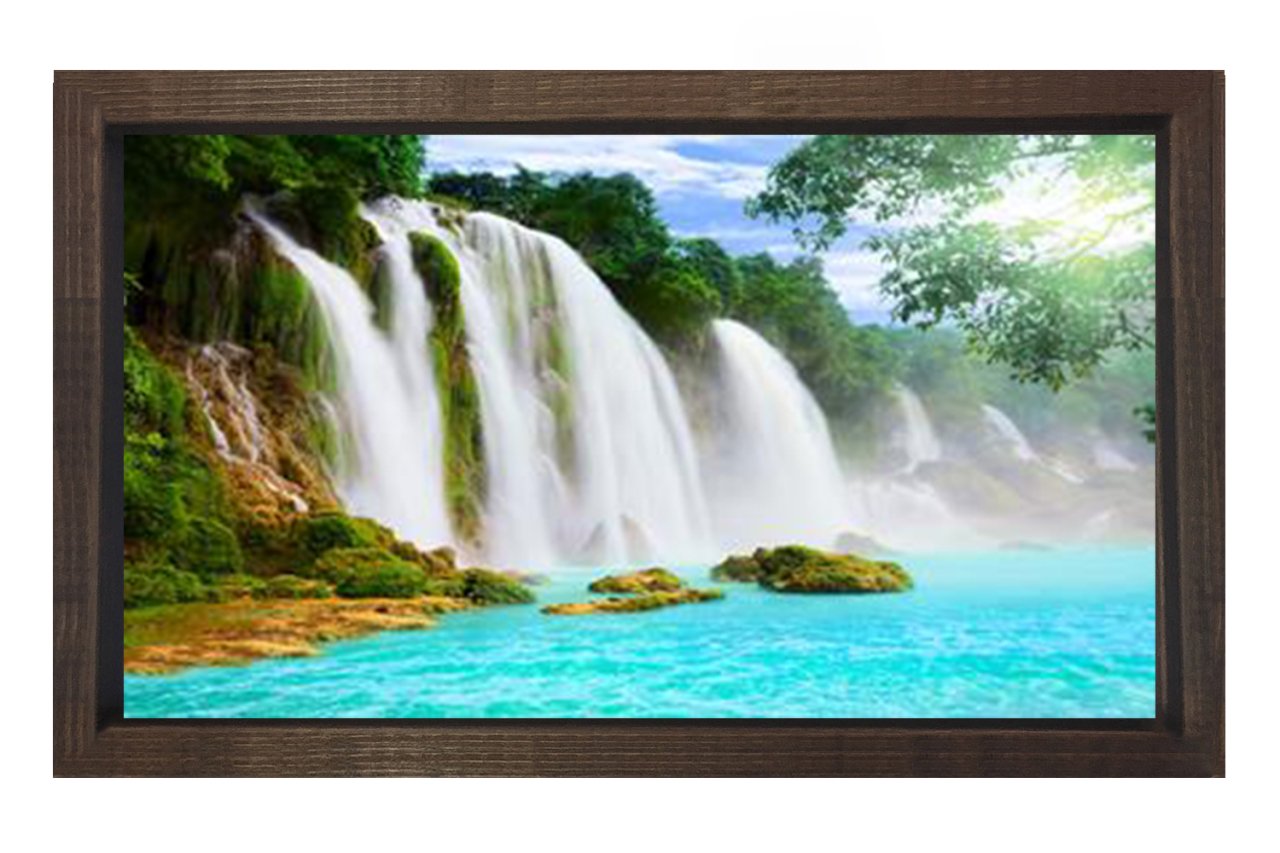 Şelaleler Manzarası  Tablosu Kahverengi Ahşap Çerçeve - 45x30
