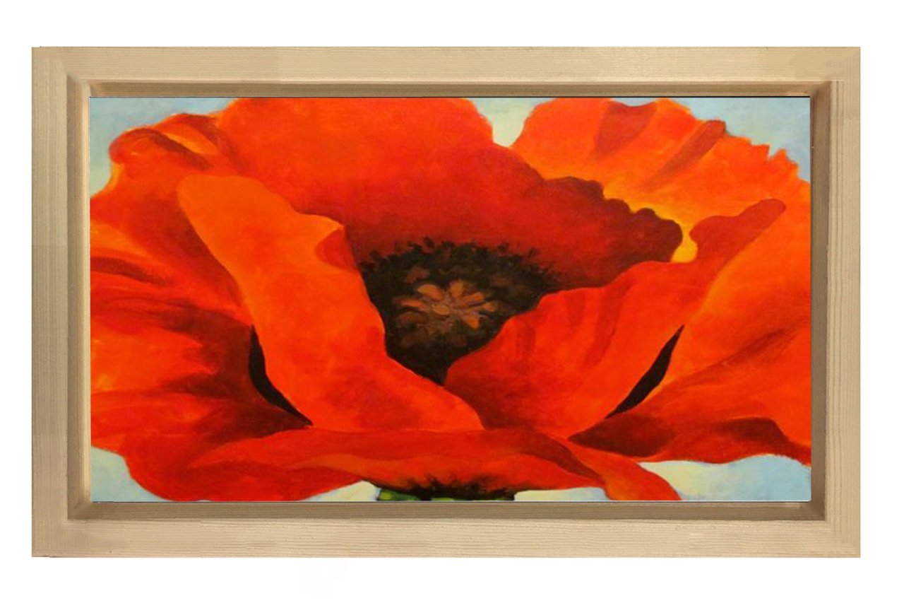 Gelincik Çiçek Tablosu Naturel Ahşap Çerçeve - 100x150