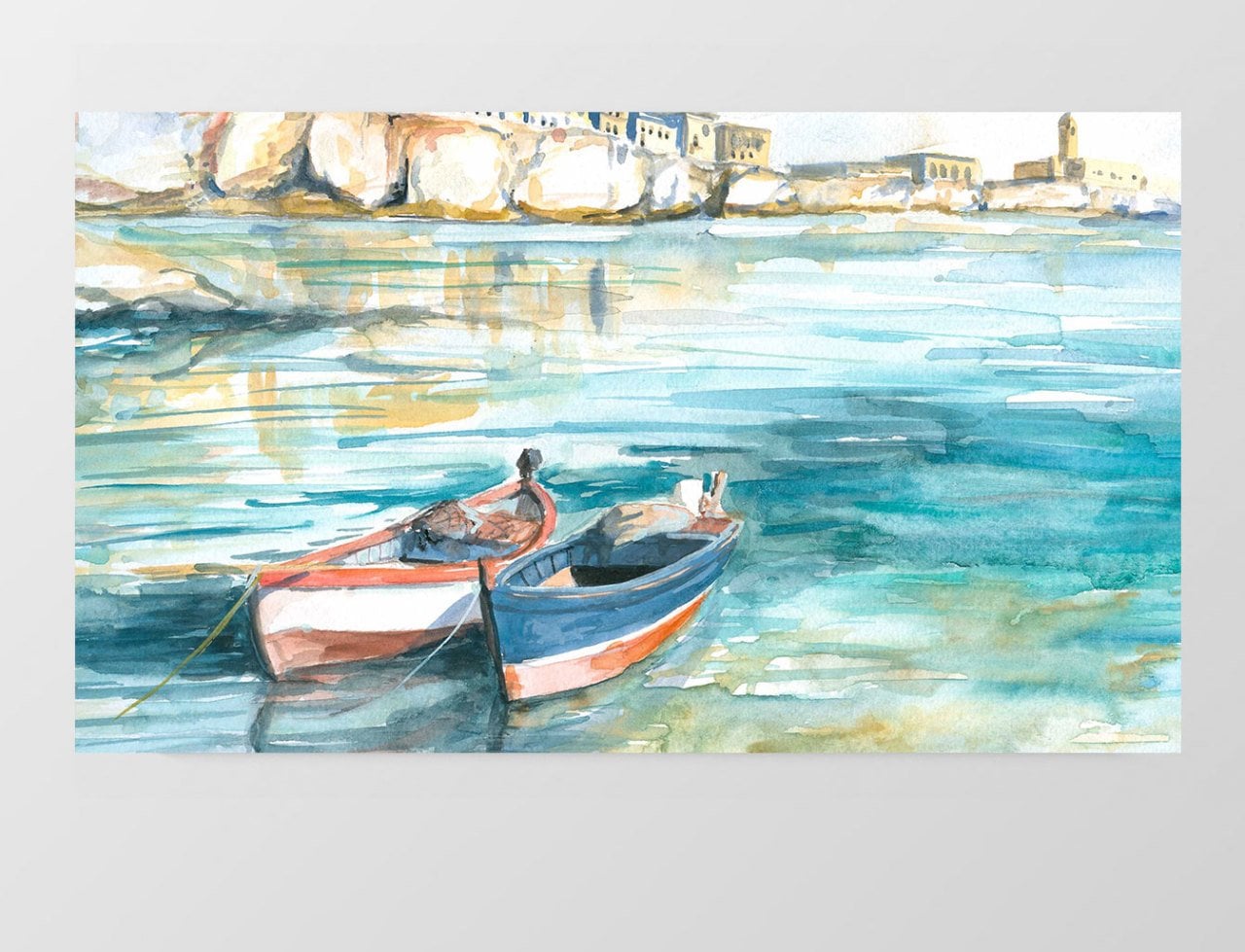 Kayıklar Ve Deniz Reprçdiksiyon Tablosu Çerçevesiz - 45x30