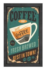 Best Coffee Vintage Reklam Tablosu Siyah Ahşap Çerçeve - 100x200