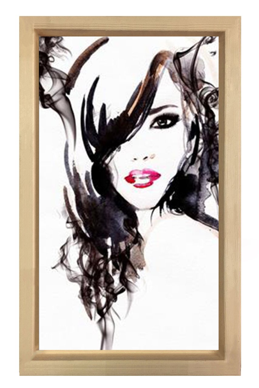 Kadın Yüzü Tablosu Naturel Ahşap Çerçeve - 100x150