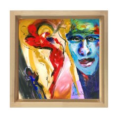 Soyut Tablo Tablosu Naturel Ahşap Çerçeve - 80x80