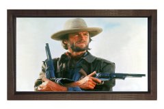 Clint Eastwood ve Tabancalar Tablosu Kahverengi Ahşap Çerçeve - 50x90