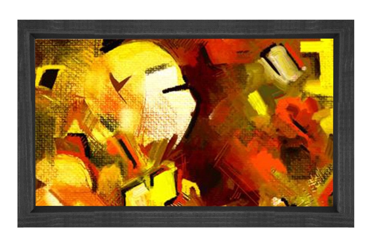 Soyut Yüz Tablosu Siyah Ahşap Çerçeve - 40x60