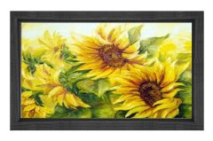 Ay Çiçekleri Reprödiksiyon Tablosu Siyah Ahşap Çerçeve - 100x200