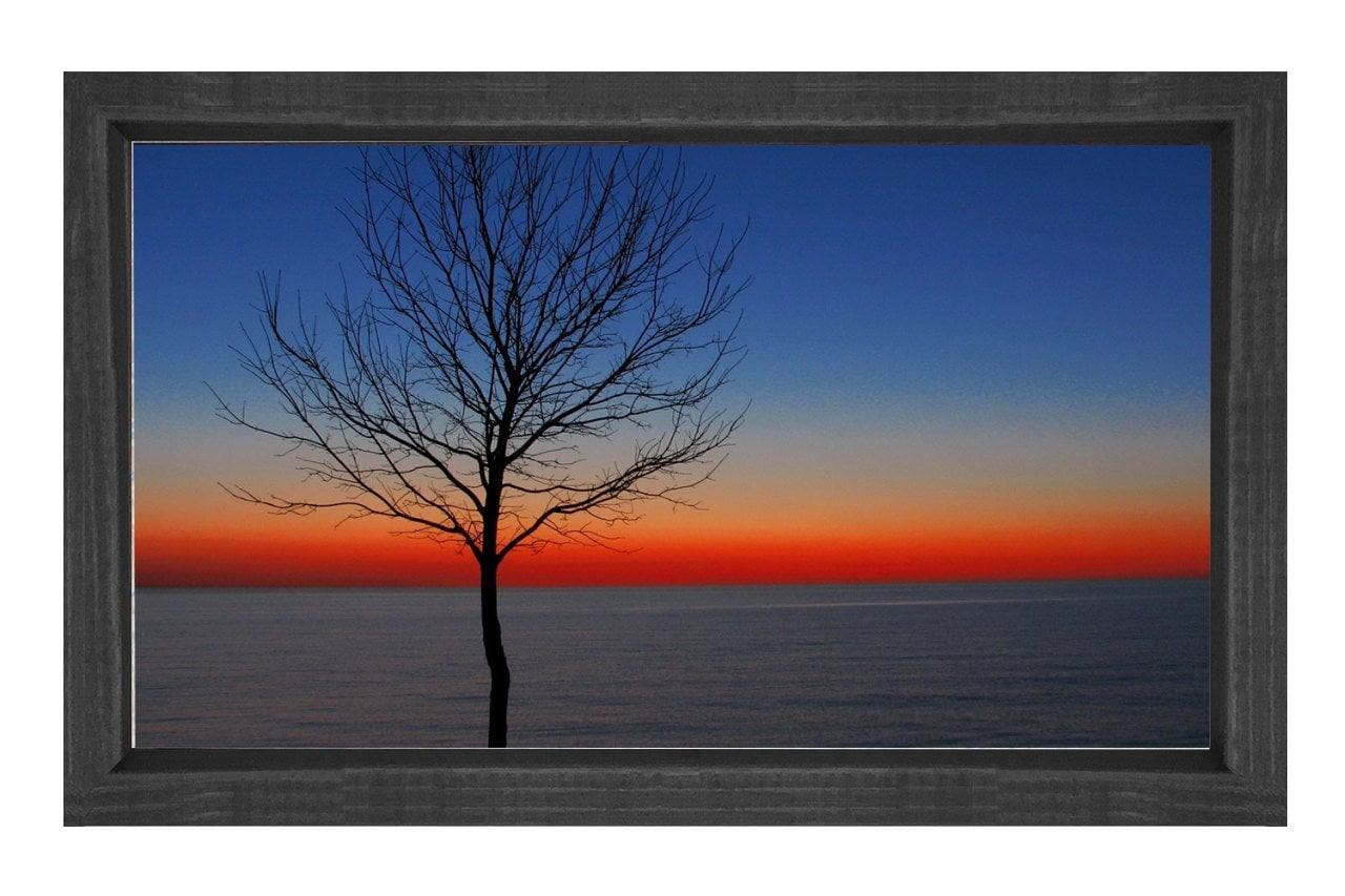 Şafak Çizgisi Ve Manzara Tablosu Siyah Ahşap Çerçeve - 100x150