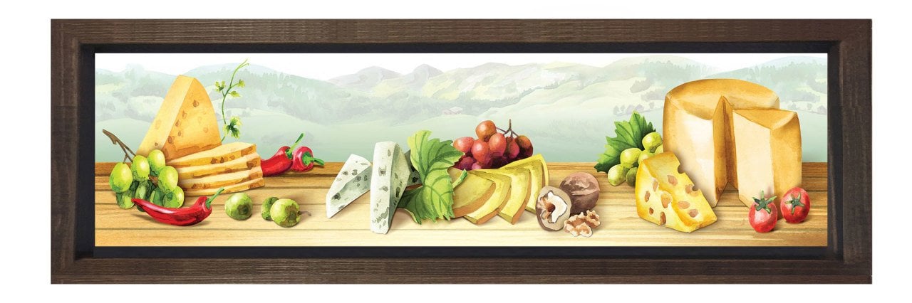 Peynir Masası Tablosu Kahverengi Ahşap Çerçeve - 180x60