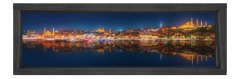 İstanbul  Gece Tablosu Siyah Ahşap Çerçeve - 90x30