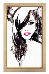 Kadın Yüzü Tablosu Naturel Ahşap Çerçeve - 40x60