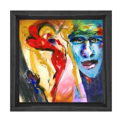 Soyut Tablo Tablosu Siyah Ahşap Çerçeve - 100x100