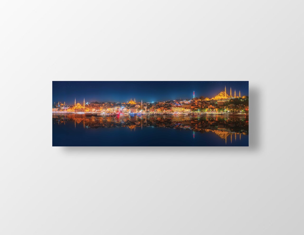 İstanbul  Gece Tablosu Çerçevesiz - 120x40