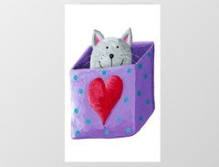 Kalpli Kedi Tablosu Çerçevesiz - 50x90
