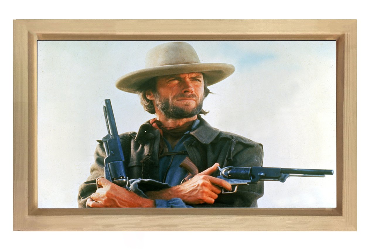 Clint Eastwood ve Tabancalar Tablosu Naturel Ahşap Çerçeve - 100x200