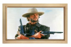 Clint Eastwood ve Tabancalar Tablosu Naturel Ahşap Çerçeve - 100x200